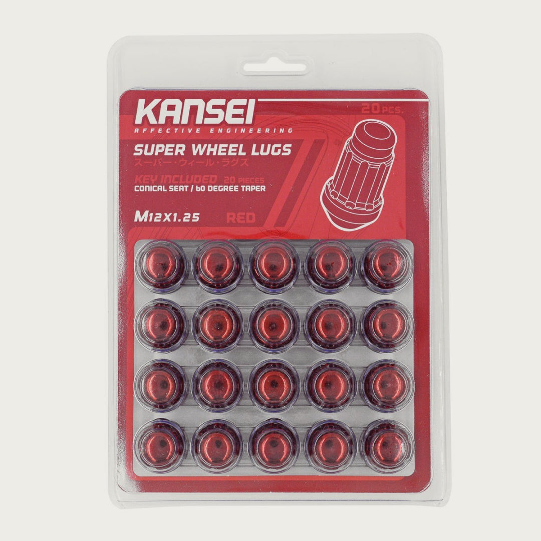 Kansei Spline Acorn Lug Nuts, Red