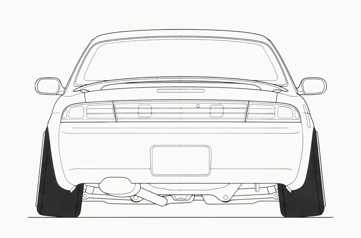 Rear view, +12 offset, aggressive