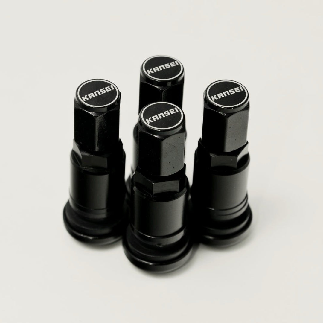 Kansei Premium Branded Valve Stems (4 pcs), Black