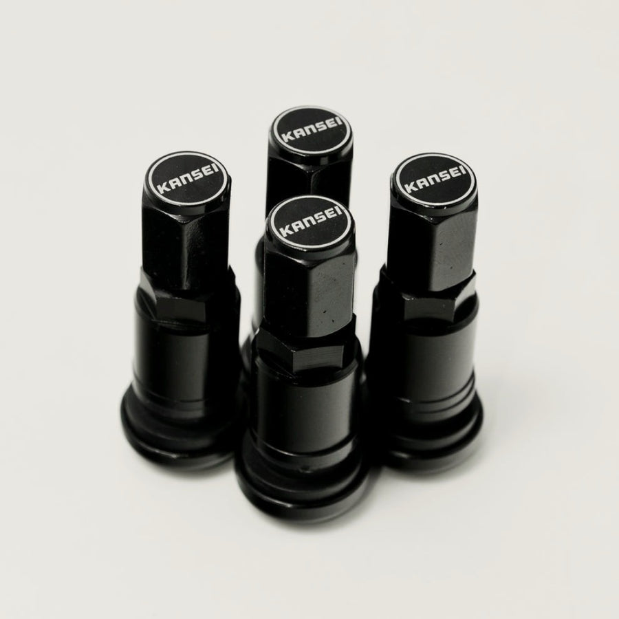 Kansei Premium Branded Valve Stems (4 pcs), Black