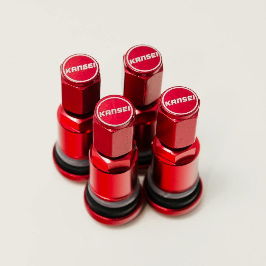 Kansei Premium Branded Valve Stems (4 pcs), Red