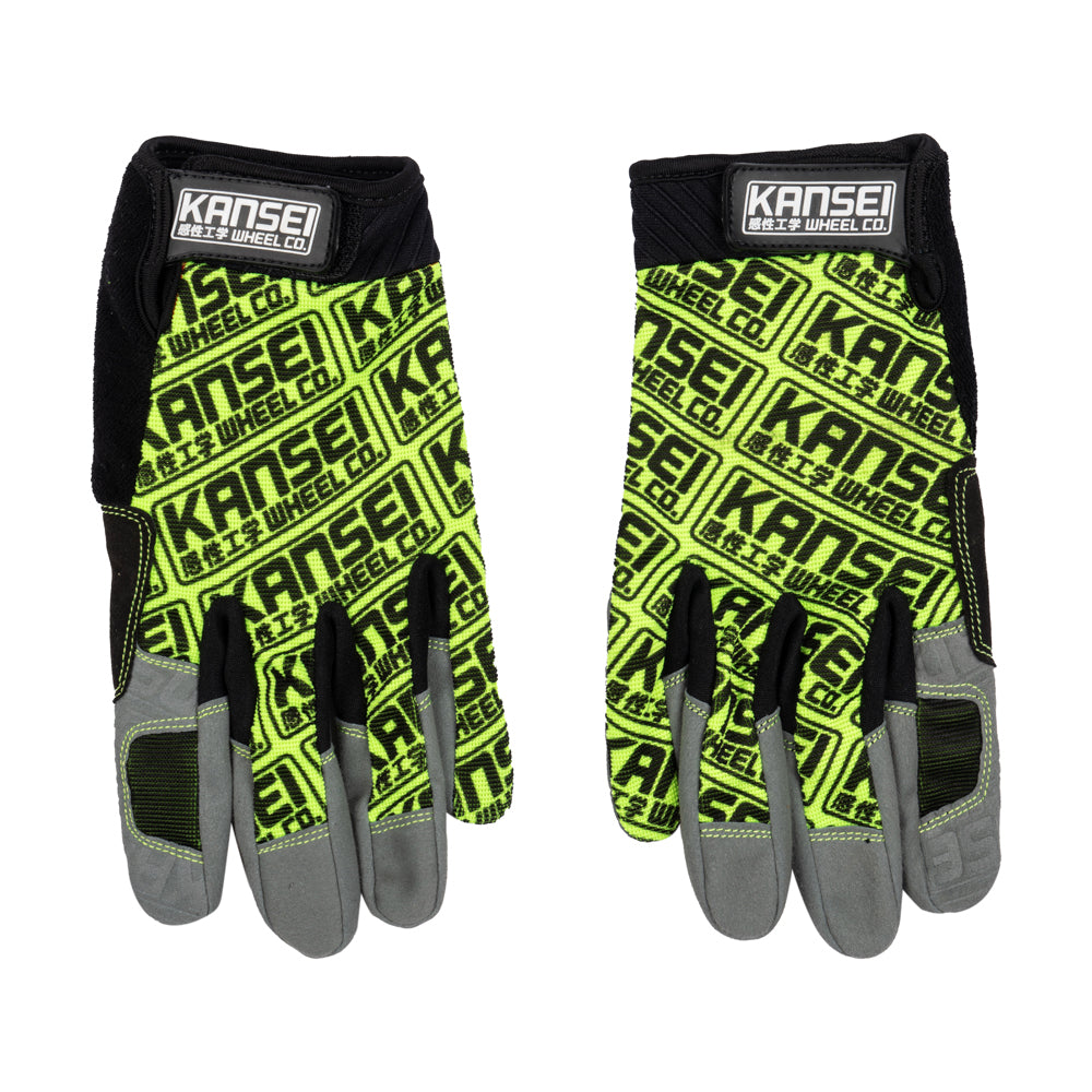 Kansei Touch Screen Mechanic Gloves (Green) X-Large | K-PG-GLOVES-LOGO Green-XL